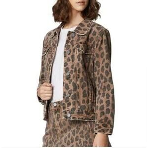 Blank NYC Denim Brown‎  Cheetah Print Jean Jacket Medium
